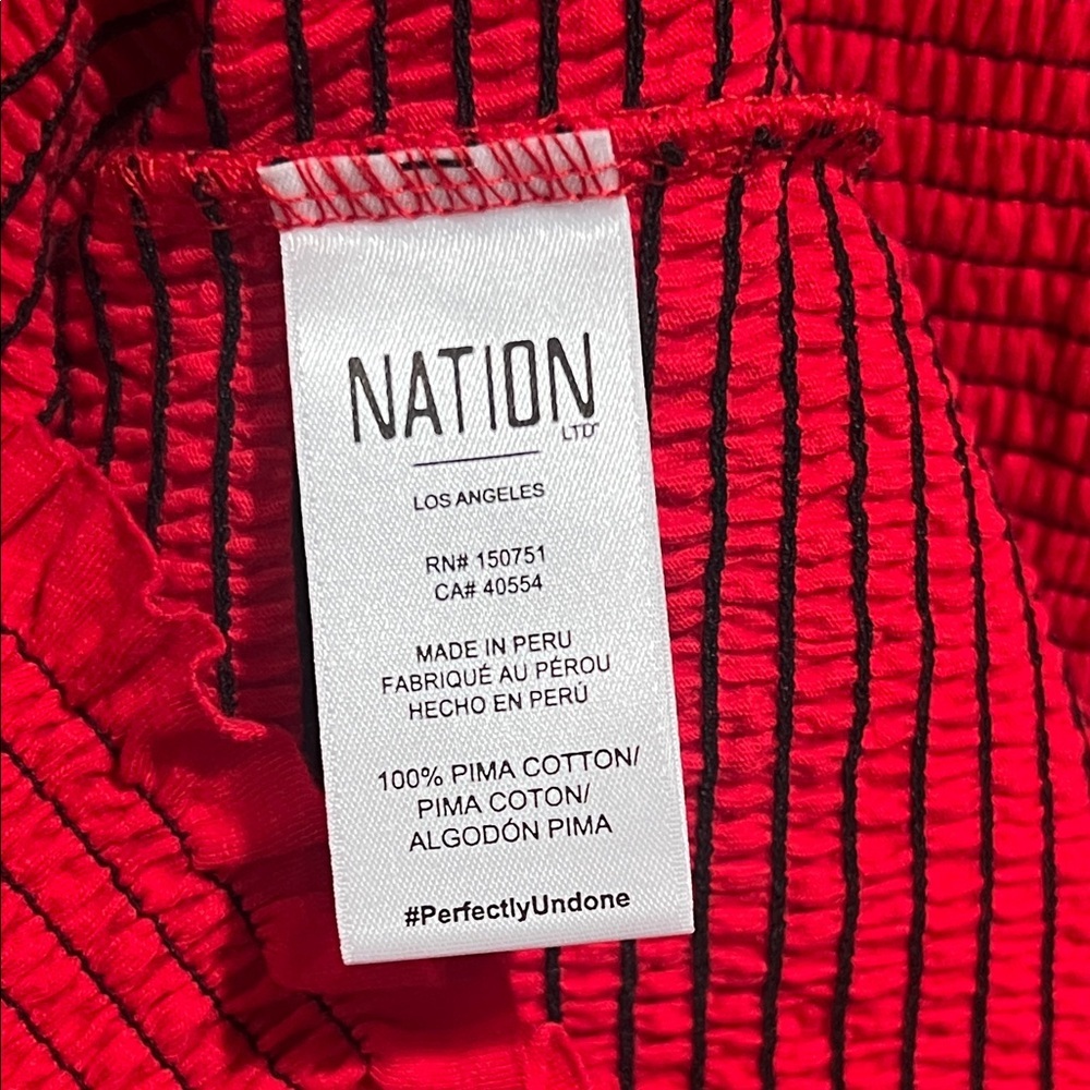 Nation LTD Sarabell Smocked Midi Dress Red Textured Bodycon Minimalist Chic - Picture 4 of 9